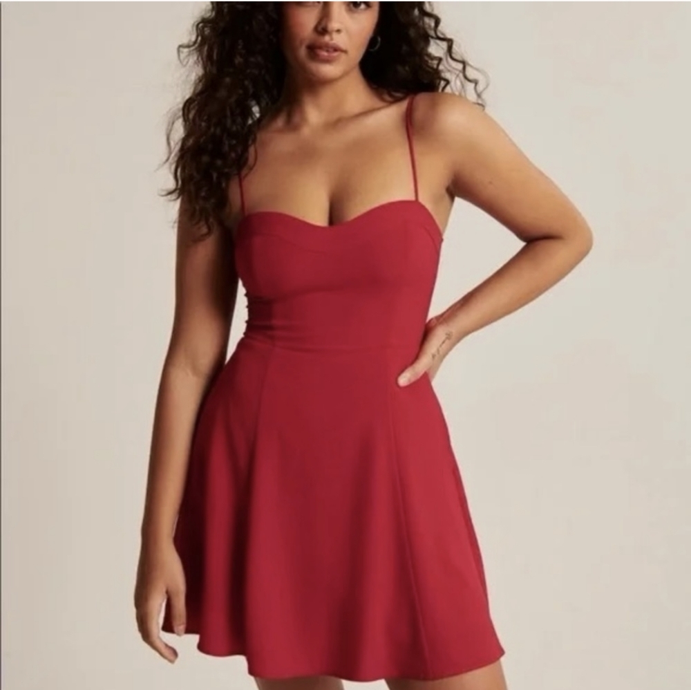 Abercrombie & Fitch Luxe Crepe Red Mini Dress